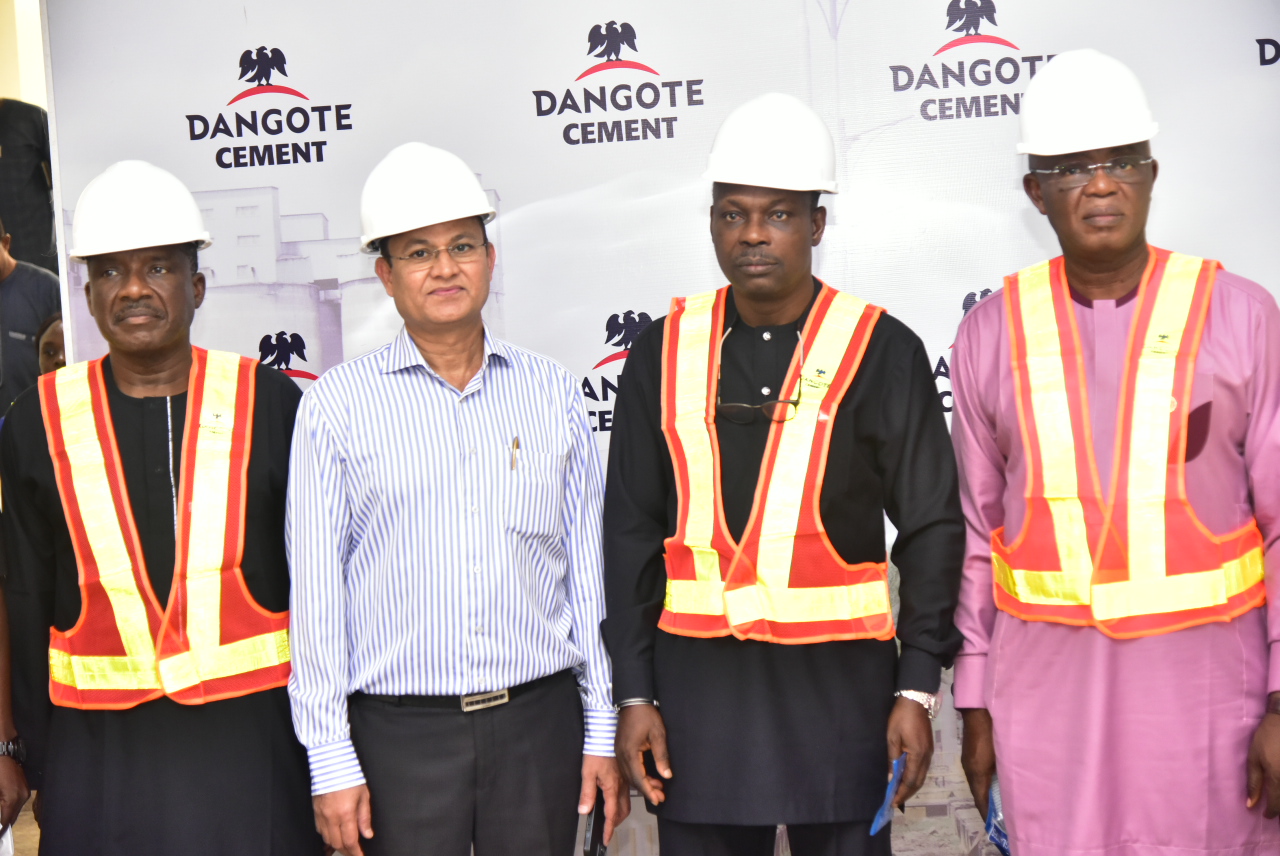 Iziaq Salako and others during a visit to Dangote Cement plant in Ibese