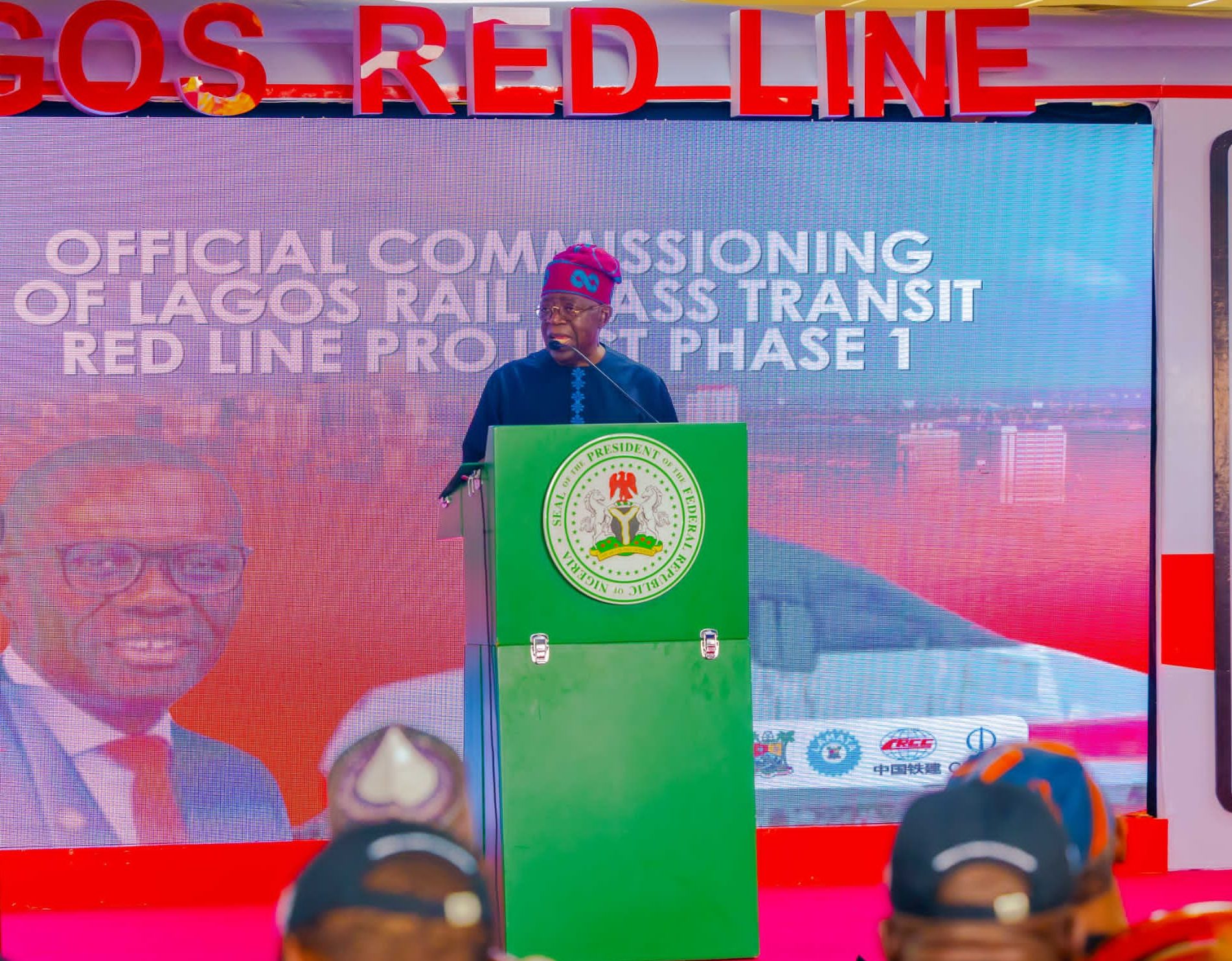 Tinubu speaking during the inauguration of Lagos Red Line train