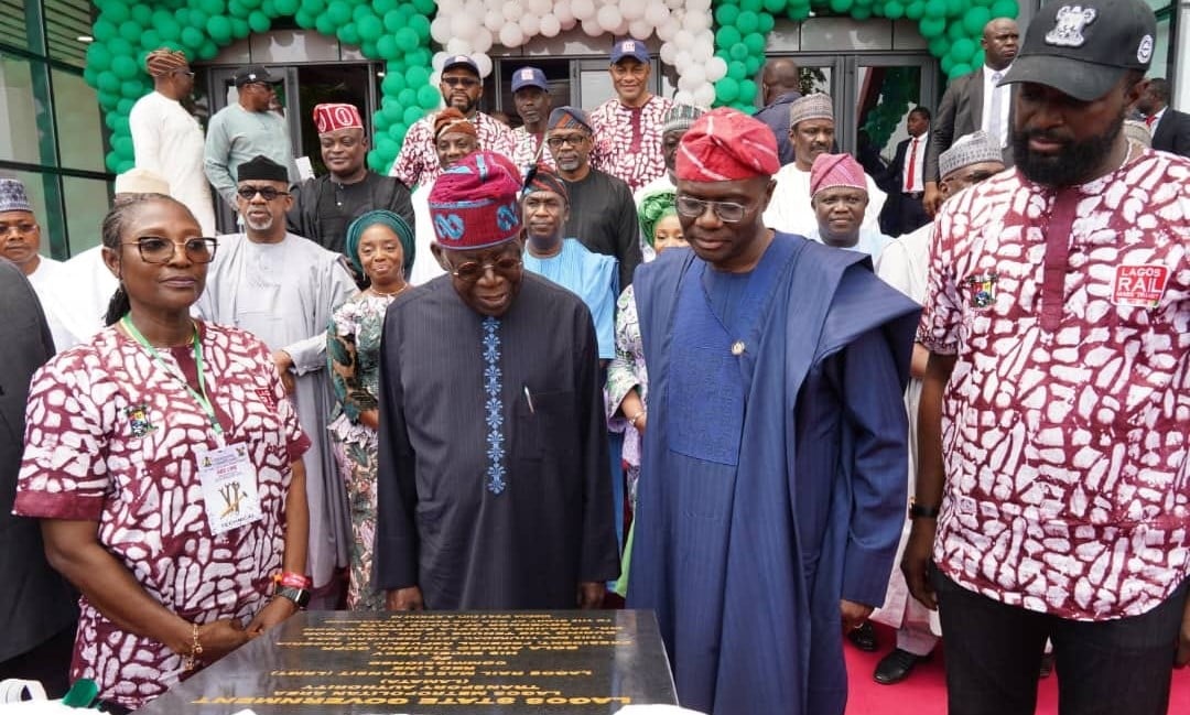 Tinubu at the inauguration of Lagos-red-rail