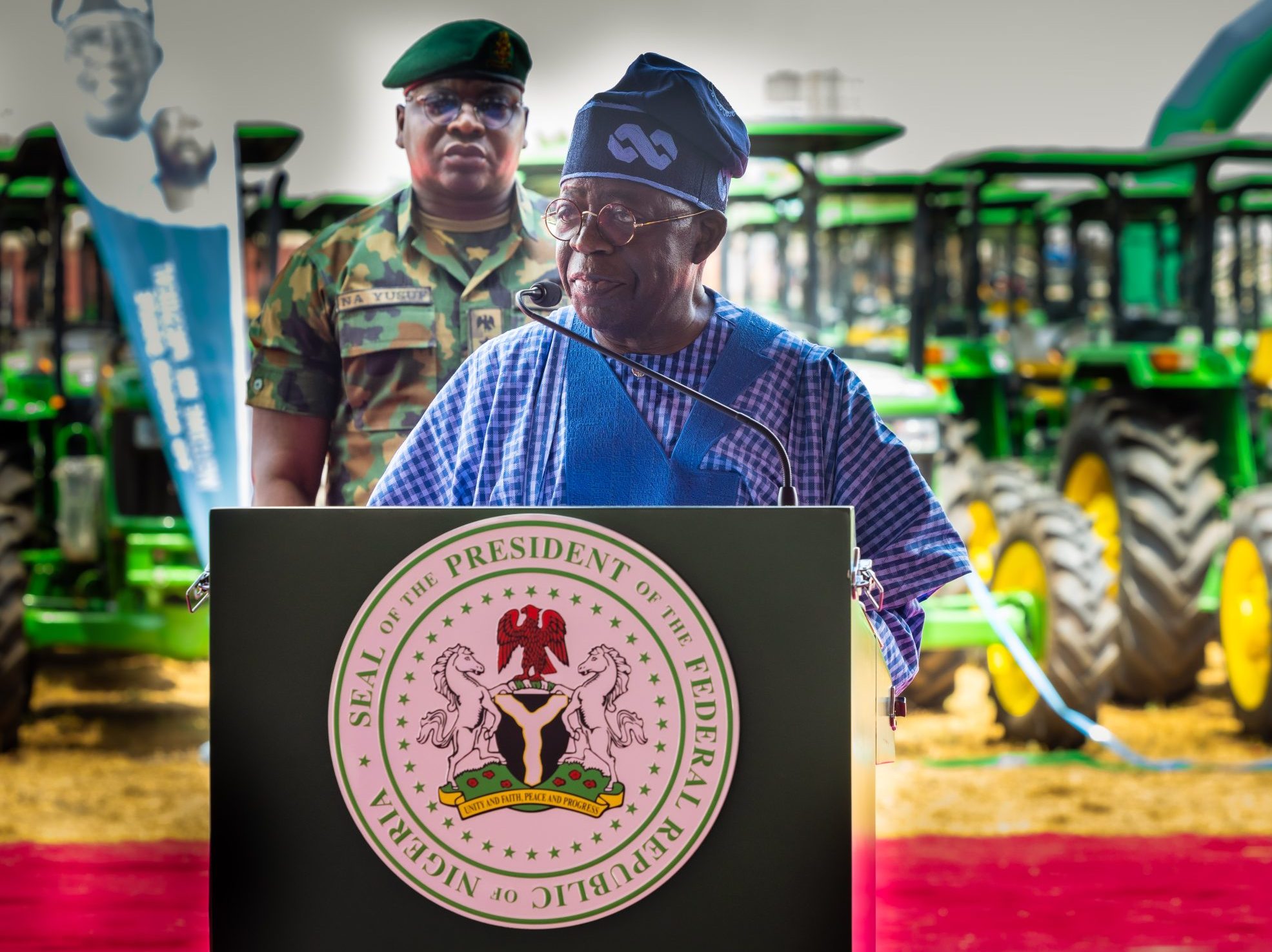 Tinubu at the flag off of agric machinery programme in Niger