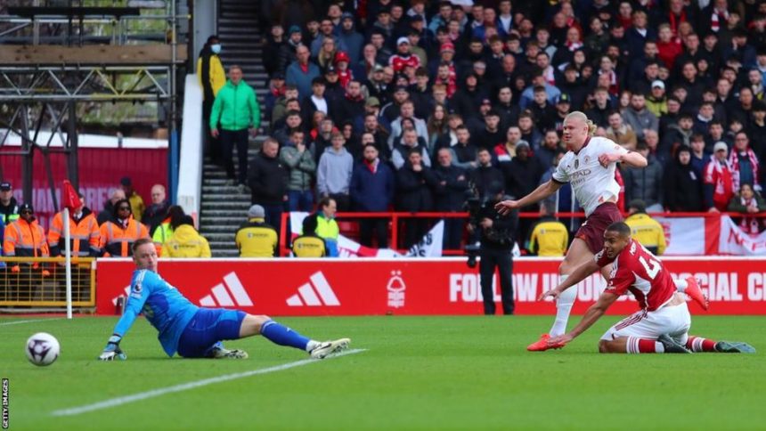 Haaland scores against Forest