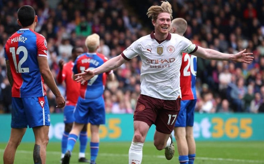 Kevin de Bruyne has now scored four goals in 16 appearances against Crystal Palace.