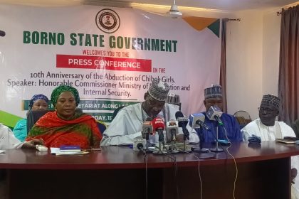 Prof Usman Tar and others during the press conference