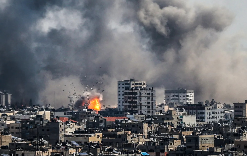 Scene of the Gaza bombing by Israel