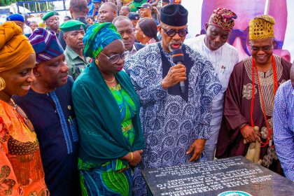 Gov. Abiodun at the commissioning a newly constructed hospital road in Ogijo,