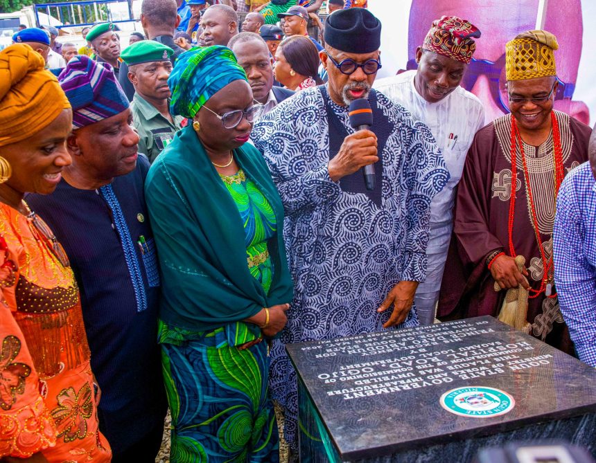 Gov. Abiodun at the commissioning a newly constructed hospital road in Ogijo,