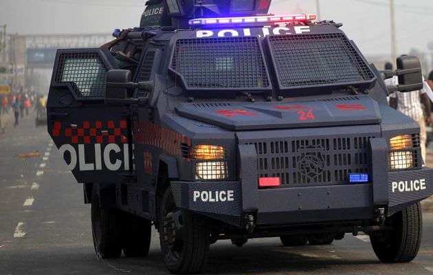 Police Mobile Force truck stationed at Rivers Assembly quarters