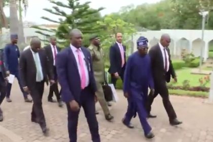 President Tinubu strolling to office after returning from oversea trip