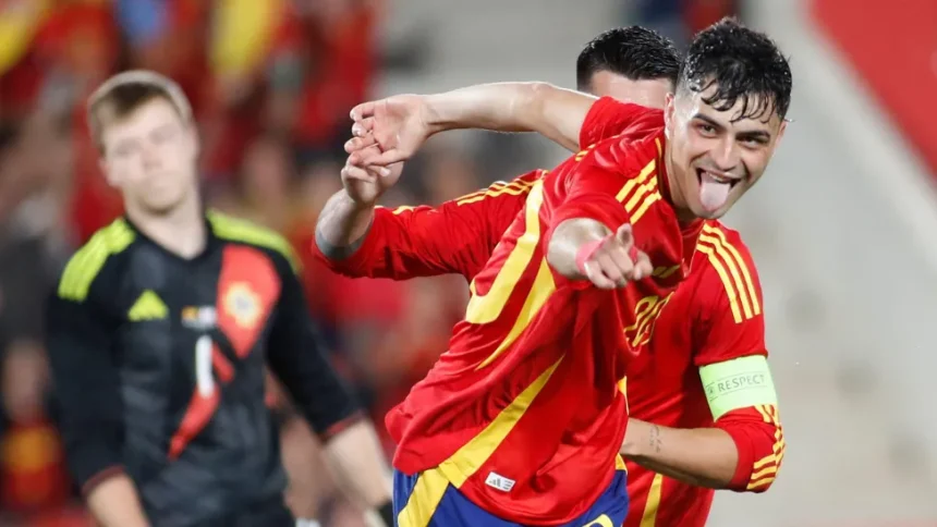 Pedri scores first international goals for Spain