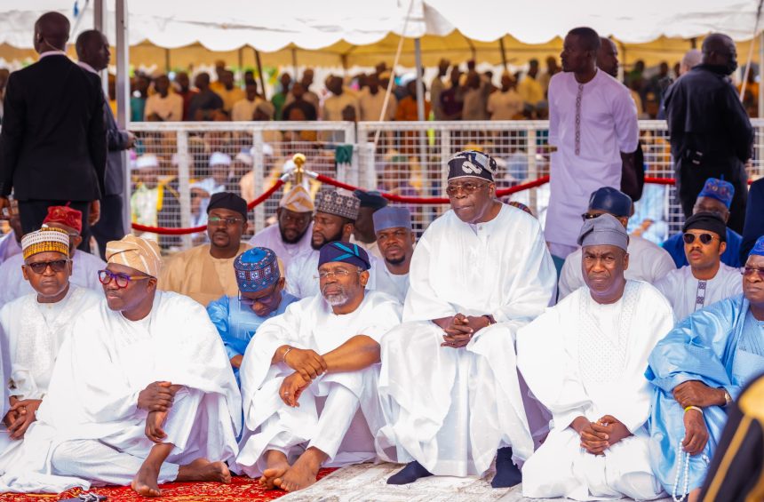 Gbajabiamila, Tinubu, Hamzat, Fashola and others at Eid praying ground