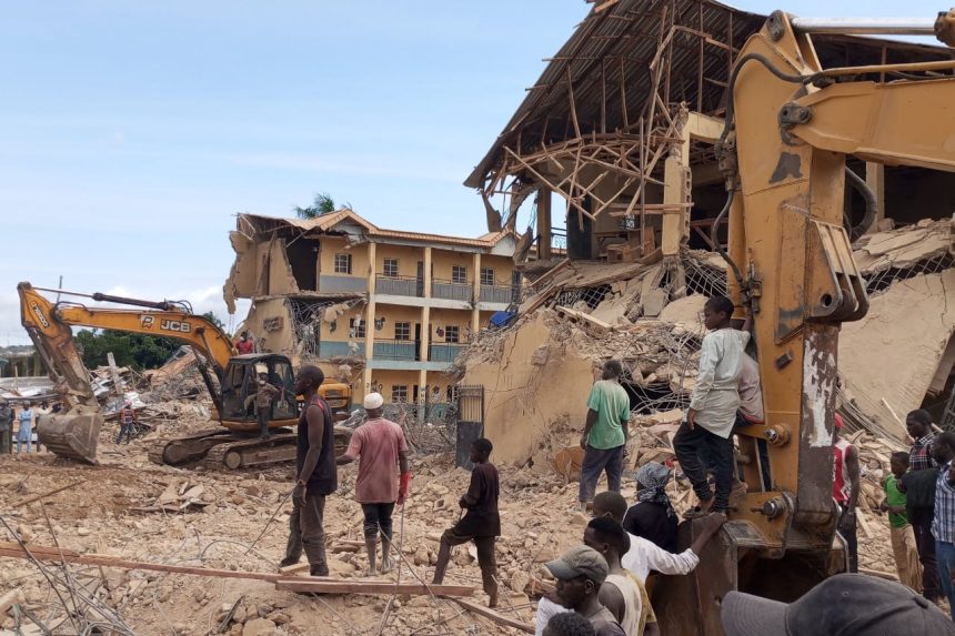 The collapsed school building