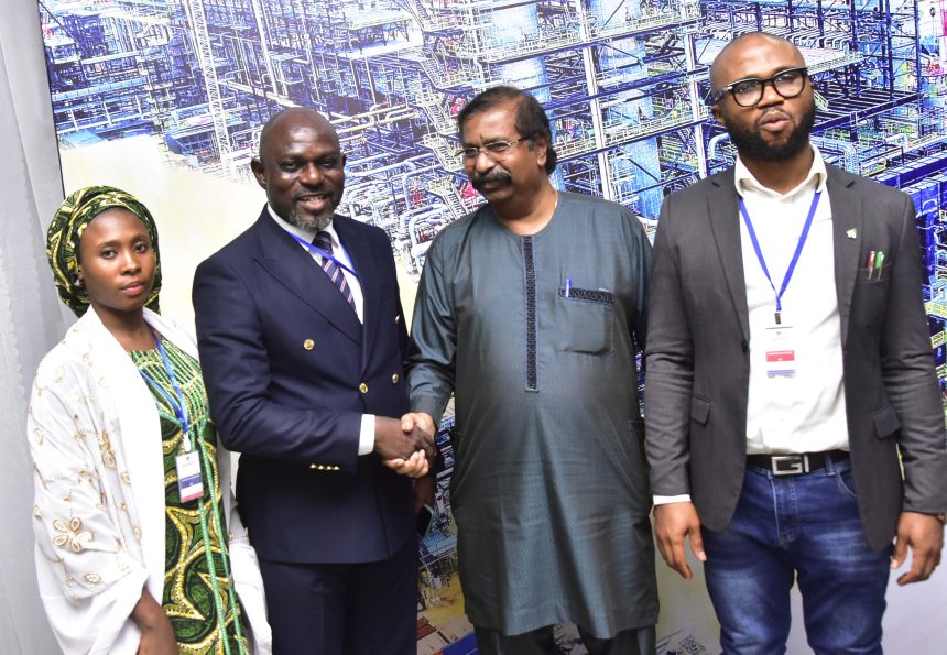 L-R: Maimuna Musa, Barr. Edward Ejembie Devakumar Edwin,(Dangote Industries) and Solomon Adodo during the visit of members of CSOs to Dangote Petroleum Refinery