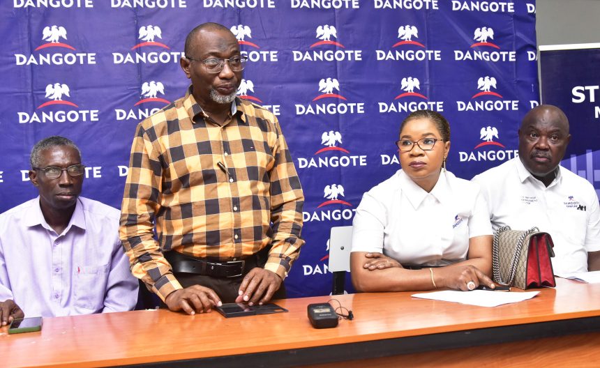 L-R: Dean School of Technology, Yabatech, Engr. Ajiboshin Isaac; Rector, Yabatech Dr. (Engr.) Ibraheem Adedotun Abdul; National Sales Director, Dangote Cement Plc, Funmi Sanni; and Regional Sales Director, Lagos/Ogun, Dangote Cement Plc, Tunde Mabogunje during the launching of Dangote Cement Plc Internship Scheme partnership with Yaba College of Technology in Yaba Lagos