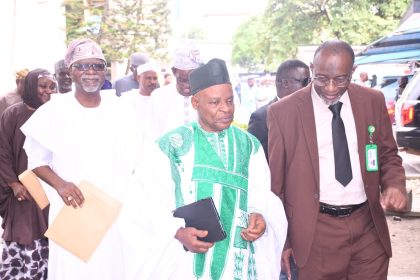 R-l: Dr. Engr Ibraheem Adedotun Abdul, Rector, Yabatech, Prof. 'Funso Isolaowa Afolabi, Chairman, Governing Council and Chief Ebenezer Akinbolade, member, YCT Governing Council