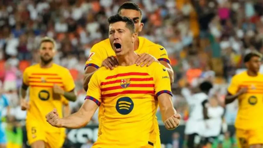 Robert Lewandowski has scored six goals in his four La Liga games against Valencia