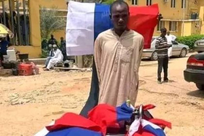 The man arrested by DSS for allegedly sowing Russian flag