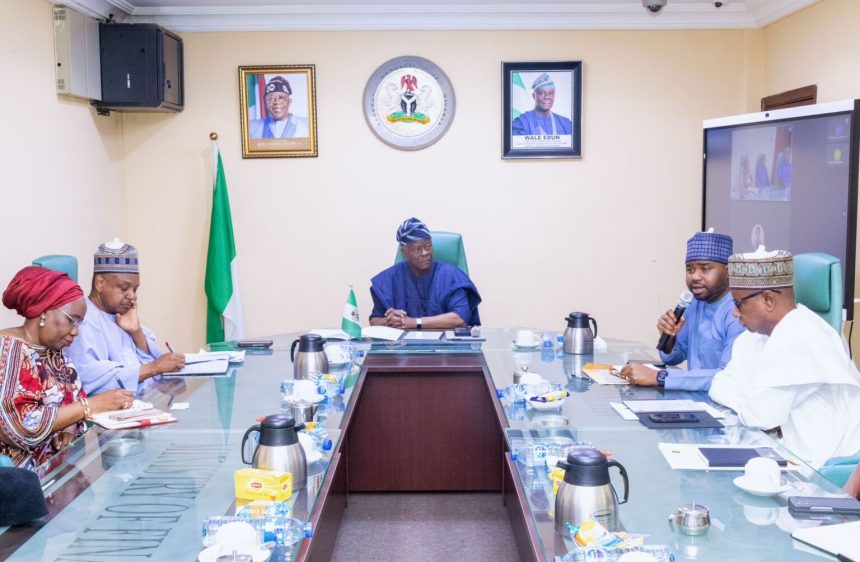 Wale Edun, Atiku Bagudu and other members of the technical subcommittee on the implementation of directive on crude oil sale to local refineries in naira