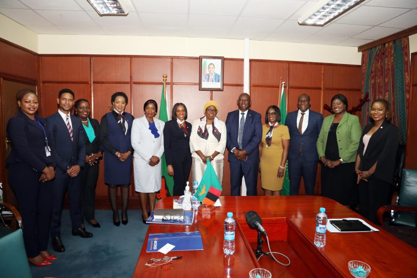 L-R: Helen Lunda, Access Bank Zambia; Chizoma Okoli, Deputy Managing Director, Access Bank, W.K. Mutala Nalumango; Lishala Situmbeko, Access Bank Zambia, and Abiodun Olubitan, Group Head, Women Banking, Access Bank Plc during the visit of Access Bank to the Vice President in Lusaka, Zambia... recently.