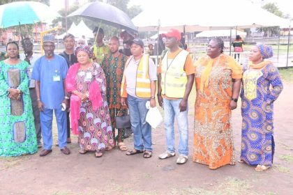 Officials at the Yabatech Lagos' Ounje Eko Food Discount Market in Yabatech