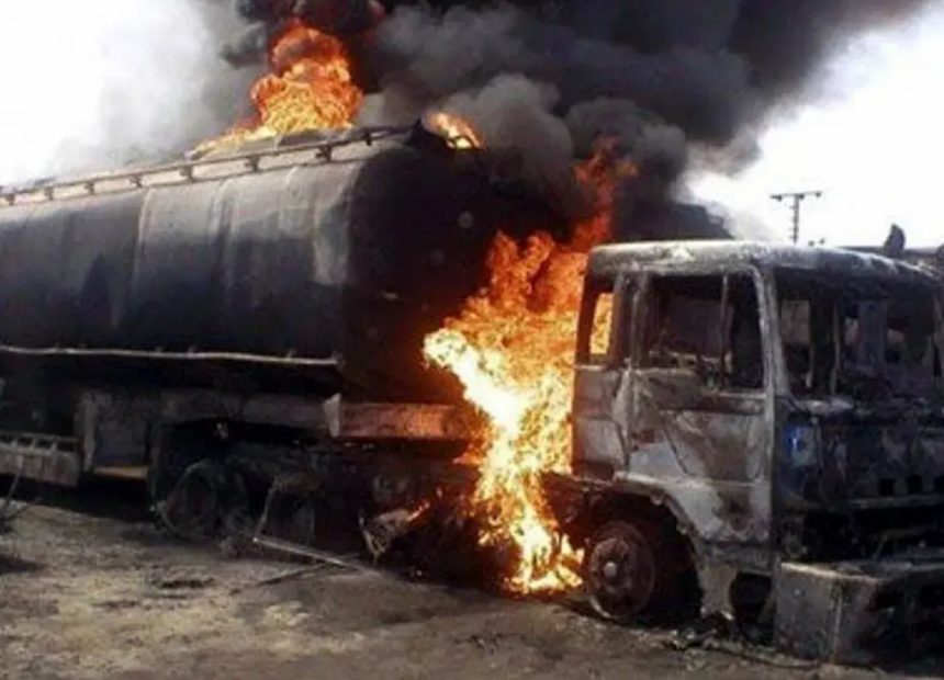 Exploded fuel tanker