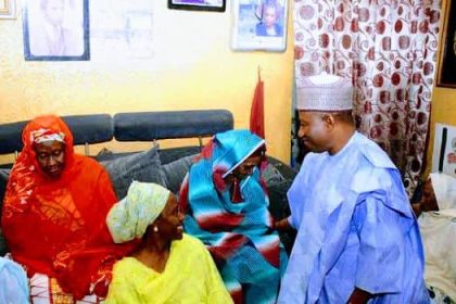 Jonathan paying a condolence visit to the Yar’adua family in Katsina