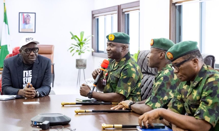 Obaseki in a meeting with CDS Christopher Musa