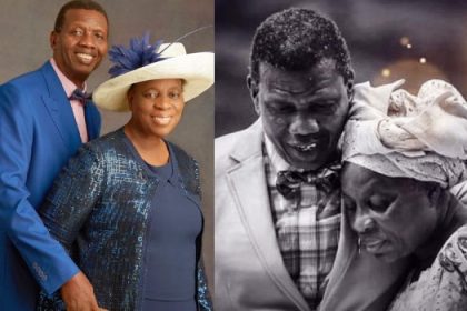 Pastor Enoch Adeboye cuddling his wife