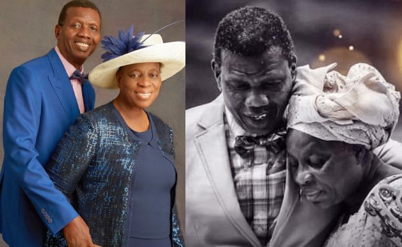 Pastor Enoch Adeboye cuddling his wife