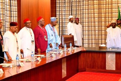 President Bola Tinubuu with members of forum of former presiding officers of-NASS