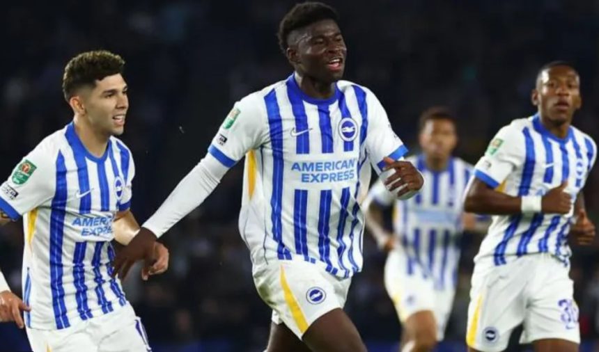 Brighton players celebrate win over Wolves