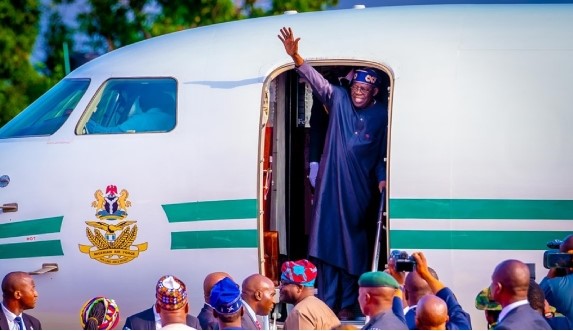 Tinubu jets out