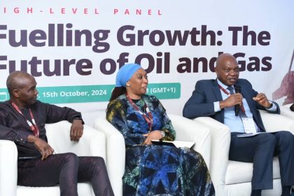 L-R:NLNG’s Mshelbila; MRS Holdings’ Amina Maina, and SPDC’s Osagie Okunbor, during an oil and gas panel session at the just-concluded 30th Nigeria Economic Summit in Abuja.