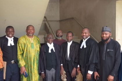 ISI MUSLIM PARENTS FORUM led by Abdur-Rahman Balogun, its Chairman and team of their lawyers led Barr. Hassan Fajimite and Barr. Yusuf Anikulapo after the judgment in Ibadan