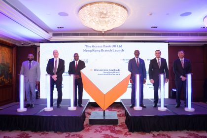 L-R: Mojalefa Mogono, Consulate General of South Africa in Hong Kong & Macau; Jamie Simmonds, CEO/MD, Access Bank UK Limited; Oludare Folowosele, Consulate General of the Federal Republic of Nigeria in Hong Kong & Macau; Roosevelt Ogbonna, MD Access Bank Plc; Baher Sheweikhi, Consulate General of Egypt in Hong Kong & Macau, and Ernest Law