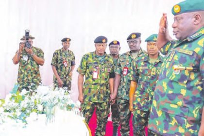 Lt. Olufemi Oluyede and other top army command paying last respect to late Lagbaja